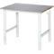 Rau werktafel Tom, handmatig in hoogte verstelbaar, 25 mm MDF blad met roestvrij stalen bekleding, tot 500 kg, B 1000 x D 800 x H 760-1080 mm, zilver/lichtgrijs