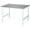 Rau werktafel Tom, handmatig in hoogte verstelbaar, 25 mm MDF blad met roestvrij stalen bekleding, tot 500 kg, B 1250 x D 1000 x H 760-1080 mm, zilver/lichtgrijs