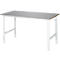 Rau werktafel Tom, handmatig in hoogte verstelbaar, 25 mm MDF blad met roestvrij stalen bekleding, tot 500 kg, B 1500 x D 800 x H 760-1080 mm, zilver/lichtgrijs