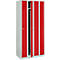 Raumspargarderobe, Abteilbreite 200 mm, abschließbar, 4 Abteile, rot