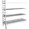 Rayonnage à emboîter aluminium, module d'extension, avec 4 étagères grillagées en plastique, H 1800 x l. 1200 x P 400 mm