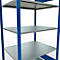Rayonnage à emboîter MULTIplus150 - utilisable des 2 côtés - module de base - l. 1000 x P 300 x H 2000 mm - 5 étagères - capacité de charge par étagère 150 kg - renforcé par des traverses de longueur - acier - bleu gentiane RAL 5010