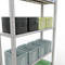 Rayonnage à emboîter MULTIplus150 - utilisable des 2 côtés - module de base - l. 1000 x P 300 x H 2000 mm - 5 étagères - capacité de charge par étagère 150 kg - renforcé par des traverses de longueur - acier - gris clair RAL 7035