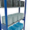 Rayonnage à emboîter MULTIplus150 - utilisable des 2 côtés - module de base - l. 1000 x P 300 x H 2500 mm - 6 étagères - capacité de charge par étagère 150 kg - renforcé par des traverses de longueur - acier - bleu gentiane RAL 5010
