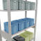 Rayonnage à emboîter MULTIplus150 - utilisable des 2 côtés - module de base - l. 1000 x P 400 x H 2000 mm - 6 étagères - capacité de charge par étagère 150 kg - renforcé par des traverses de longueur - acier - gris clair RAL 7035