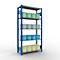 Rayonnage à emboîter MULTIplus150 - utilisable des 2 côtés - module de base - l. 1000 x P 400 x H 2500 mm - 5 étagères - capacité de charge par étagère 150 kg - renforcé par des traverses de longueur - acier - bleu gentiane RAL 5010