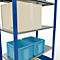 Rayonnage à emboîter MULTIplus150 - utilisable des 2 côtés - module de base - l. 1000 x P 500 x H 2000 mm - 5 étagères - capacité de charge par étagère 150 kg - renforcé par des traverses de longueur - acier - bleu gentiane RAL 5010