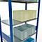 Rayonnage à emboîter MULTIplus150 - utilisable des 2 côtés - module de base - l. 1000 x P 500 x H 3000 mm - 7 étagères - capacité de charge par étagère 150 kg - renforcé par des traverses de longueur - acier - bleu gentiane RAL 5010