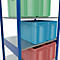 Rayonnage à emboîter MULTIplus150 - utilisable des 2 côtés - module de base - l. 1000 x P 800 x H 2500 mm - 6 étagères - capacité de charge par étagère 150 kg - renforcé par des traverses de longueur - acier - bleu gentiane RAL 5010