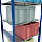 Rayonnage à emboîter MULTIplus150 - utilisable des 2 côtés - module de base - l. 1000 x P 800 x H 3000 mm - 7 étagères - capacité de charge par étagère 150 kg - renforcé par des traverses de longueur - acier - bleu gentiane RAL 5010