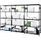 Rayonnage emboîtable ORDO Business - acier - 1 élément de base + 2 éléments d'extension – modulaire – charge admissible 1200 kg - l. 3080 x P 535 x H 2000 mm - avec 15 tablettes – noir profond RAL 9005