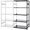 Rayonnage emboîtable ORDO Business - acier - élément d'extension – modulaire – charge admissible 1200 kg - l. 1010 x P 435 x H 2000 mm - avec 5 tablettes – noir profond mat RAL 9005
