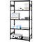 Rayonnage emboîtable ORDO Business, rayonnage de base, modulaire, 5 tablettes, charge admissible par tablette 140 kg, charge admissible par élément 1200 kg, L 1060 x P 435 x H 2000 mm, acier, noir