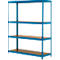 Rayonnage longue portée - ensemble complet - l. 1500 x P 600 x H 2000 mm - 4 étagères - capacité de charge par étagère 350 kg - laqué époxy - bleu ciel RAL 5015