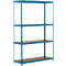 Rayonnage longue portée - ensemble complet - l. 1500 x P 600 x H 2400 mm - 4 étagères - capacité de charge par étagère 350 kg - laqué époxy - bleu ciel RAL 5015