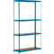 Rayonnage longue portée - ensemble complet - l. 1500 x P 600 x H 2800 mm - 4 étagères - capacité de charge par étagère 350 kg - laqué époxy - bleu ciel RAL 5015