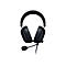Schwarzes Headset, Mikrofon an der linken Ohrmuschel, auf weiÃŸem Hintergrund.
