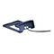 Dunkelgraue Laptop-Dockingstation mit USB-Anschlüssen und einem schwarzen geflochtenen Kabel.