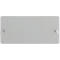 Gray rectangular plate with white brackets on the ends.