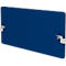 Blue rectangular element with rounded corners. Metal clamps are attached to the short sides.