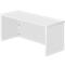 White desk with rectangular tabletop and side support panels.