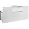 White reception desk with tabletop and front. The table has a modern and minimalist design.
