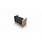 Wooden reception desk with black top. On a white background.