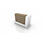 White reception desk with brown front. On white background. Perspective view.