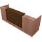Brown wooden part with overhang on a wooden construction.