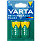 Two VARTA Recharge Accu Power batteries in packaging. Green, yellow, white, lettering, plus signs.