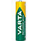 A Varta AA battery. Yellow-green colour scheme with the inscription VARTA RECHARGE ACCU.
