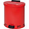 Récipient d'élimination, en tôle d'acier, rouge, 50 l, L 505 x P 495 x H 540 mm, couvercle à charnière avec pédale, ouvertures d'aération dans le rebord du fond