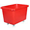 Red plastic box with wheels on a white background.