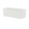 White rectangular container with lid on white background.