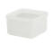 White square container with lid on white background.