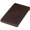Brown, rectangular cover with rounded edges. A circular logo is visible in the center.