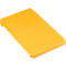 Rectangular yellow lid, slightly angled. A raised, round pattern is in the middle.