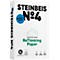 Papierpackung 'STEINBEIS N°4'. Auf weißem Hintergrund stehen schwarze Schriftzüge und ein grüner Text. Links steht der Markenname, rechts die Nummer.