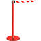 Red stanchion with a red and white striped band.