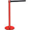 Red stanchion with black belt, isolated on white background.