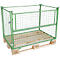 Rehausse grillagée, pour europalettes, charge utile jusqu'à 800 kg, trappe d'ouverture, empilable, L 1200 x l 800 x H 800 mm, acier, vert may RAL 6017