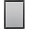Rectangular mirror with a black frame.