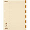 Répertoire Biella, pour DIN A4, 12 pièces, numérique 1-12, onglets vierges, 4 perforations, impression index, L 297 x l 225 mm, carton recyclé, beige