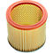 Air filter with orange rim and honeycomb pattern inside.