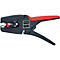 Close-up of a black and red wire stripper with the inscription 'KNIPEX 12 42 195'.