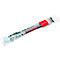 A red ballpoint pen refill in a clear plastic packaging. Printed text: Energiel Metal Tip 0.7.