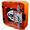 Orangefarbene elektrische Rettungsbox mit transparenter Front. Aufschrift: 'Electrical Rescue Kit'.