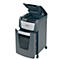 Gray paper shredder, open lid, pulled-out waste container, Rexel logo.
