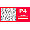 Shredded paper strips with the designation P4 and a length indication of 28 mm.
