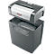 Shredder with open head; gray container filled with shredded paper. Rexel brand.